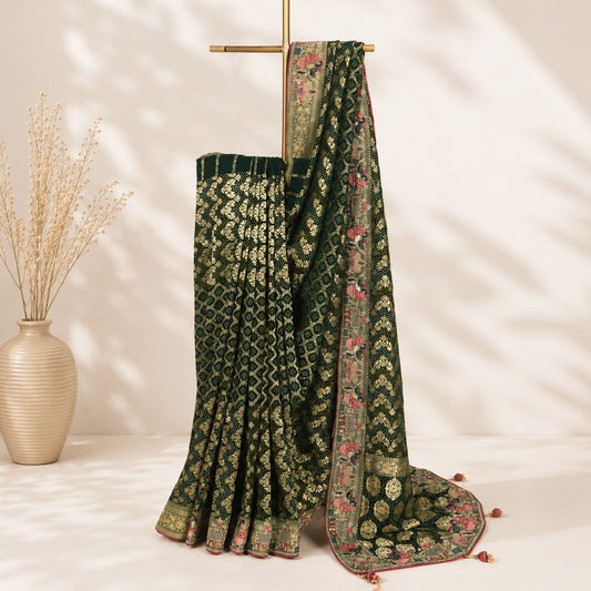 Pure Banarasi Unfinished Saree