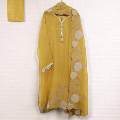 Semi Stitched Organza Suit