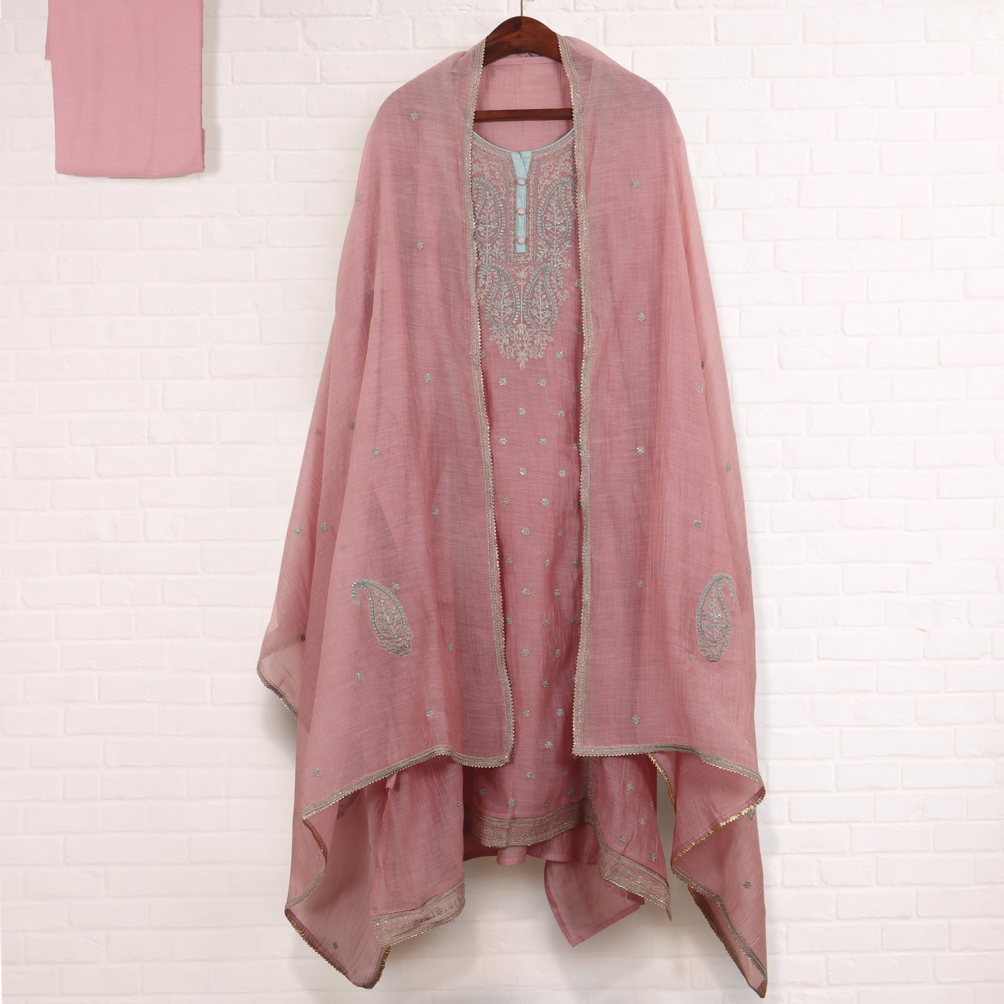 Semi Stitched Chanderi Suit