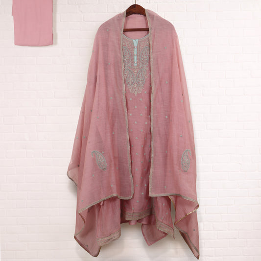 Semi Stitched Chanderi Suit