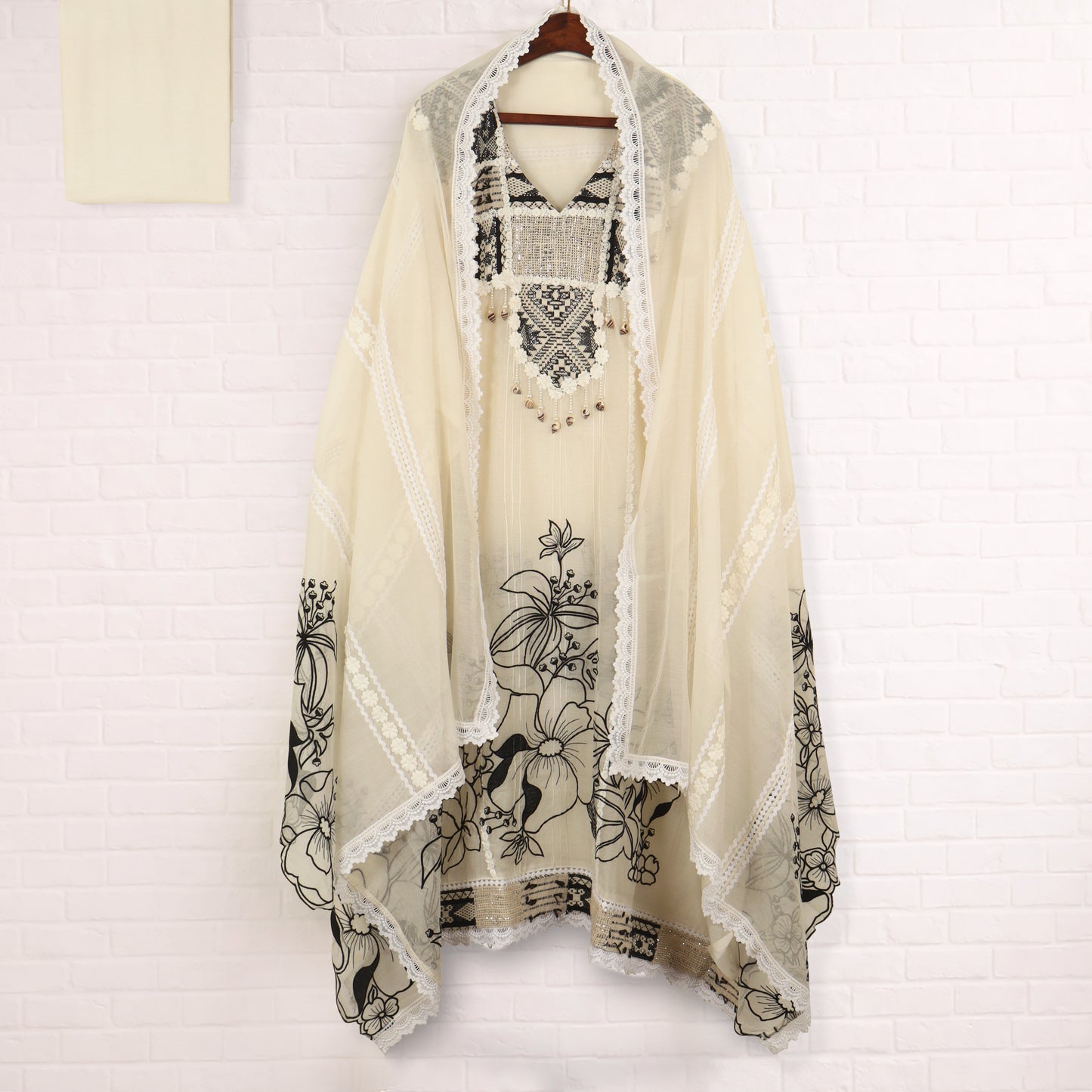 Semi Stitched Chanderi Suit