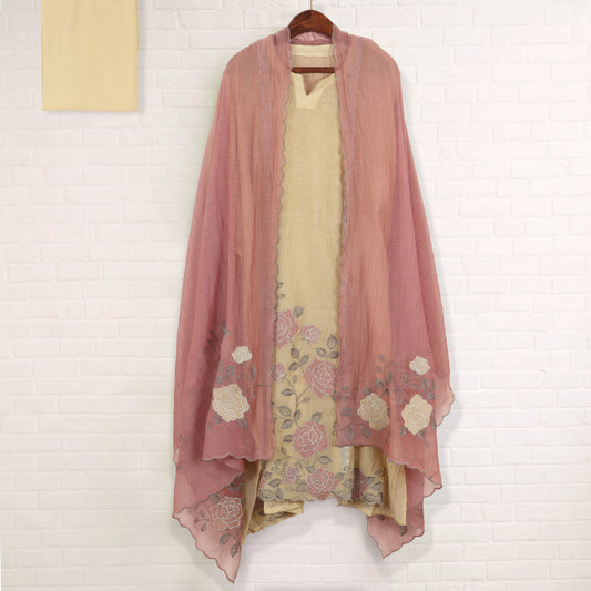 Semi Stitched Chanderi Suit