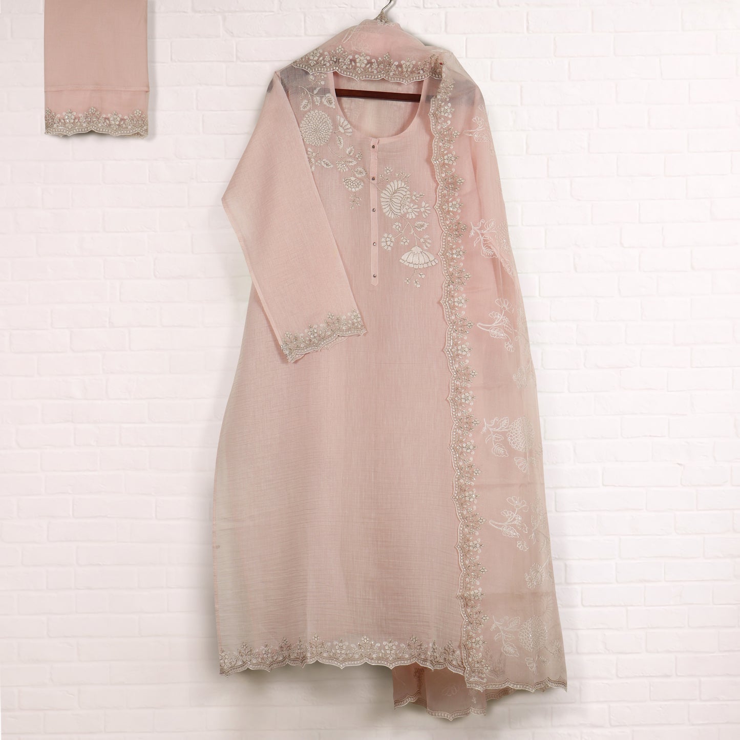Semi Stitched Chanderi Suit