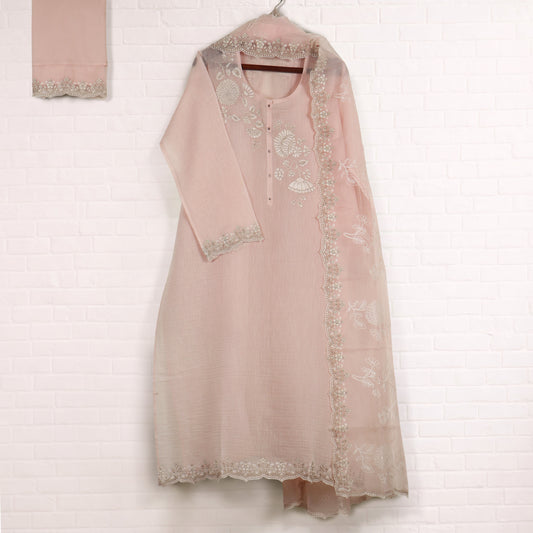 Semi Stitched Chanderi Suit