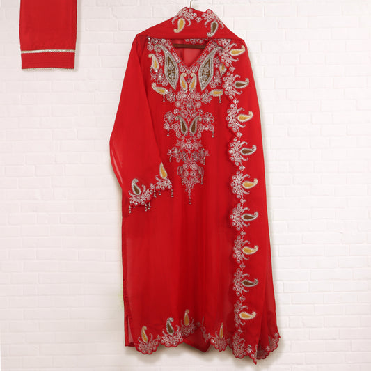 Semi Stitched Organza Suit