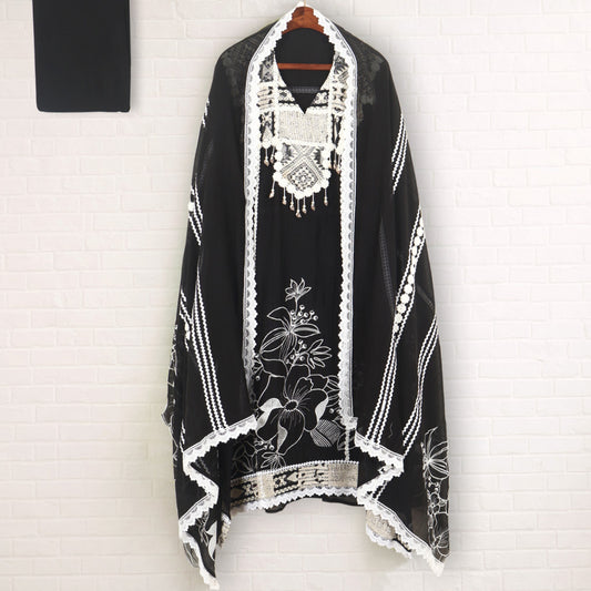 Semi Stitched Chanderi Suit