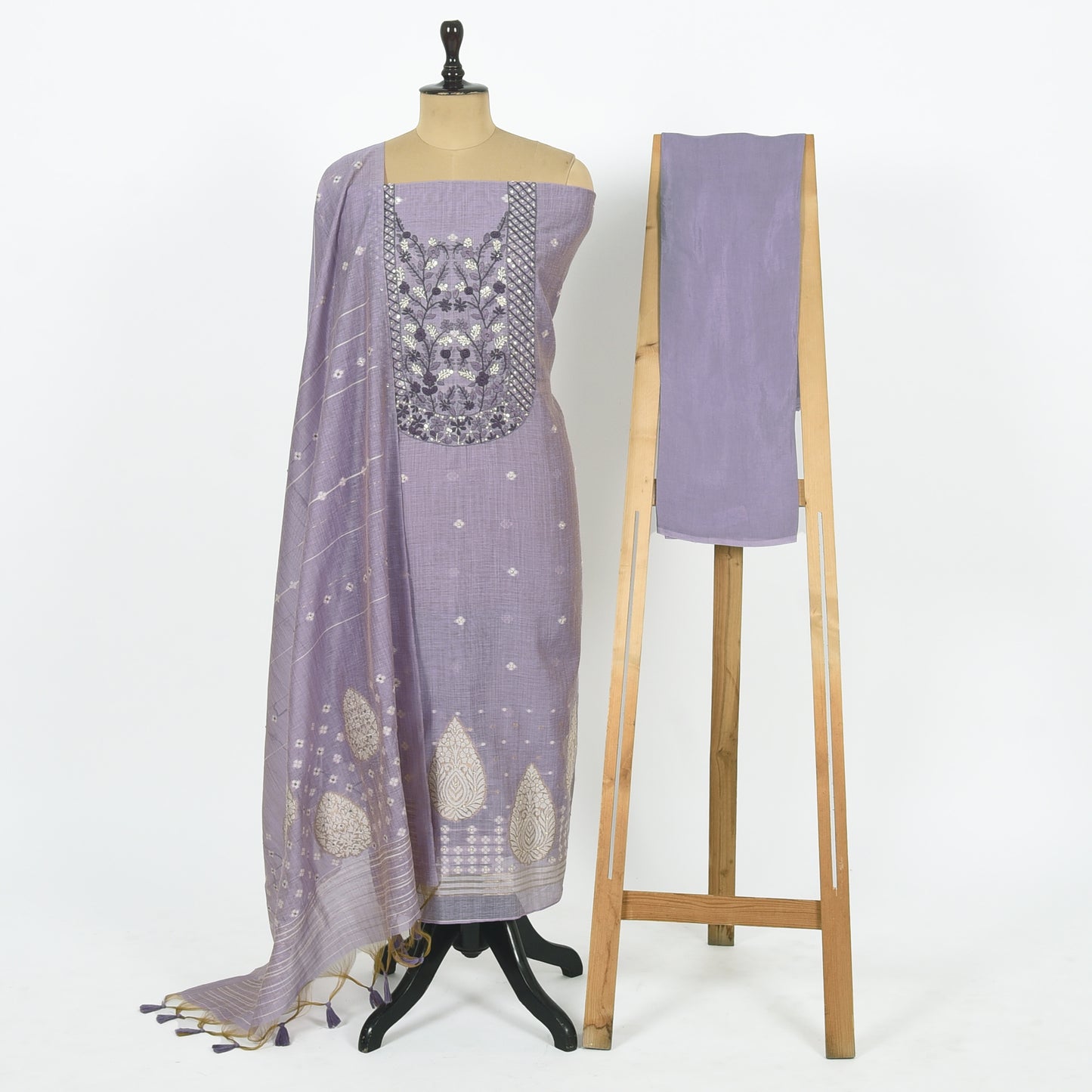 Unstitched Chanderi Suit Set