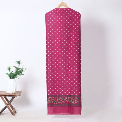Pink Floral Chanderi Unstitched Suit Set