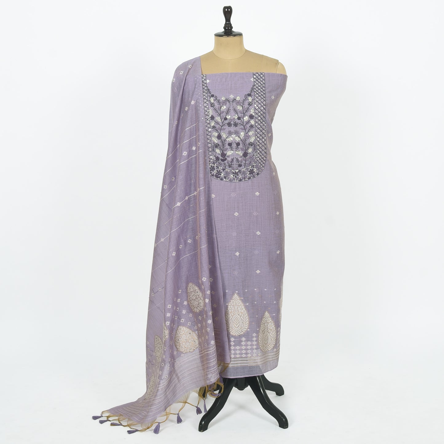 Unstitched Chanderi Suit Set