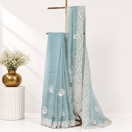 Pastel Ice Blue Saree
