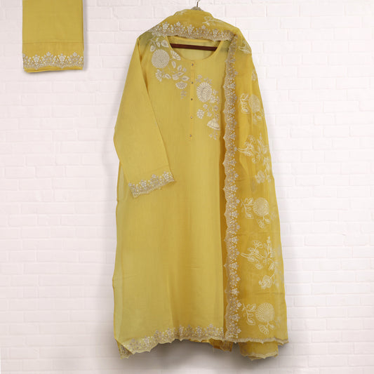 Semi Stitched Chanderi Suit