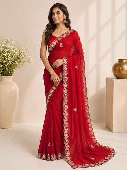 Classic Red Saree