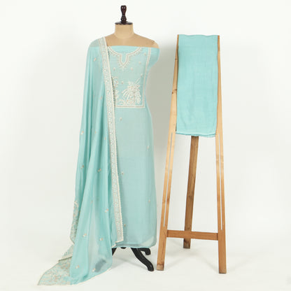 Unstitched Chanderi Suit Set