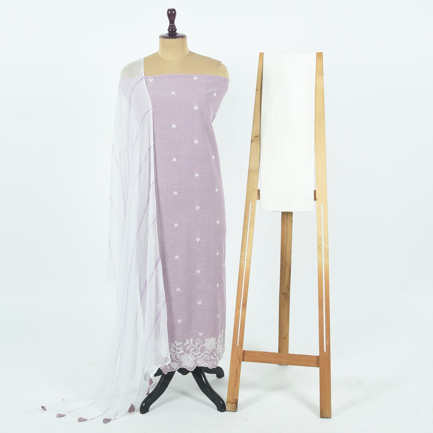 Unstitched Chanderi Suit Set