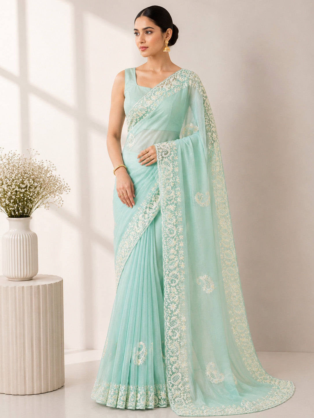 Mint Green Saree