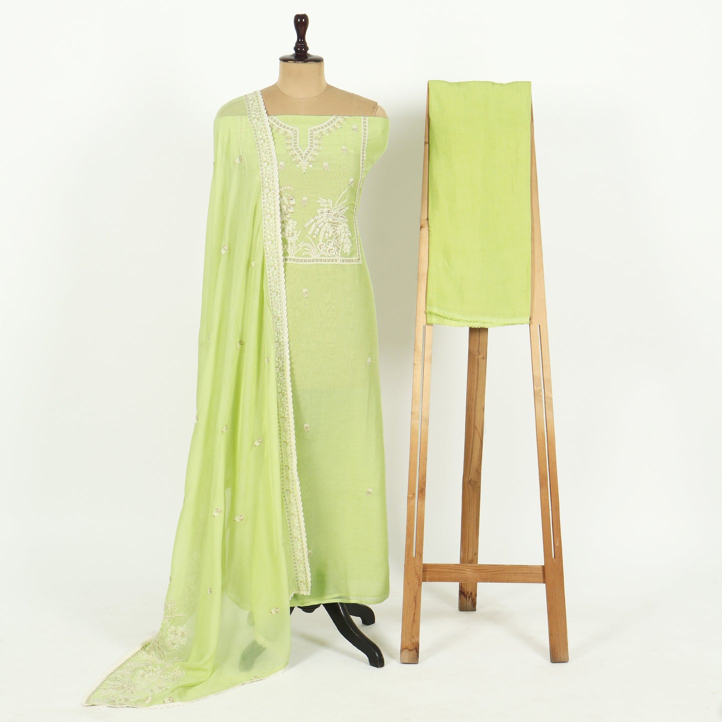 Unstitched Chanderi Suit Set