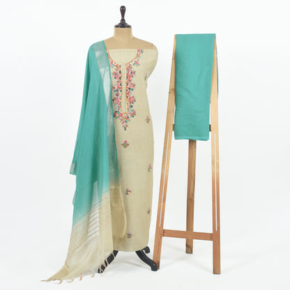 Unstitched Chanderi Suit Set