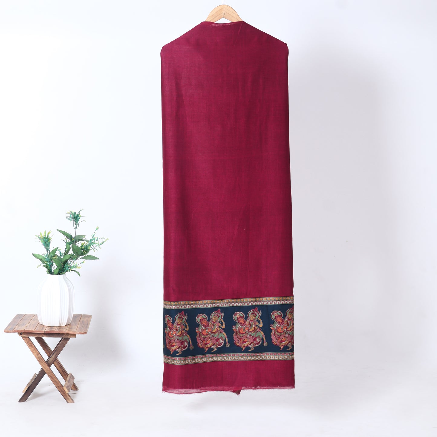 Maroon & Black Heritage Chanderi Unstitched Suit Set