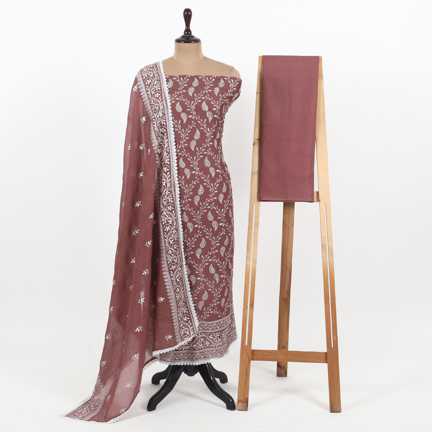 Unstitched Chanderi Suit Set