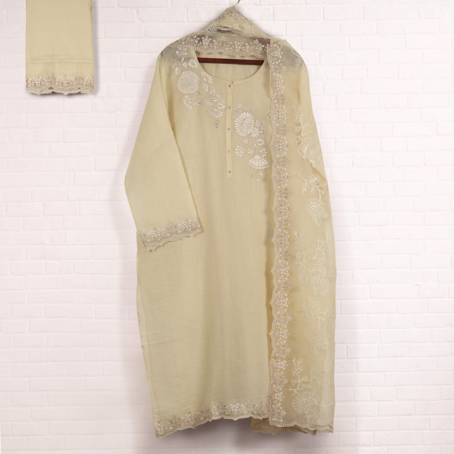 Semi Stitched Chanderi Suit