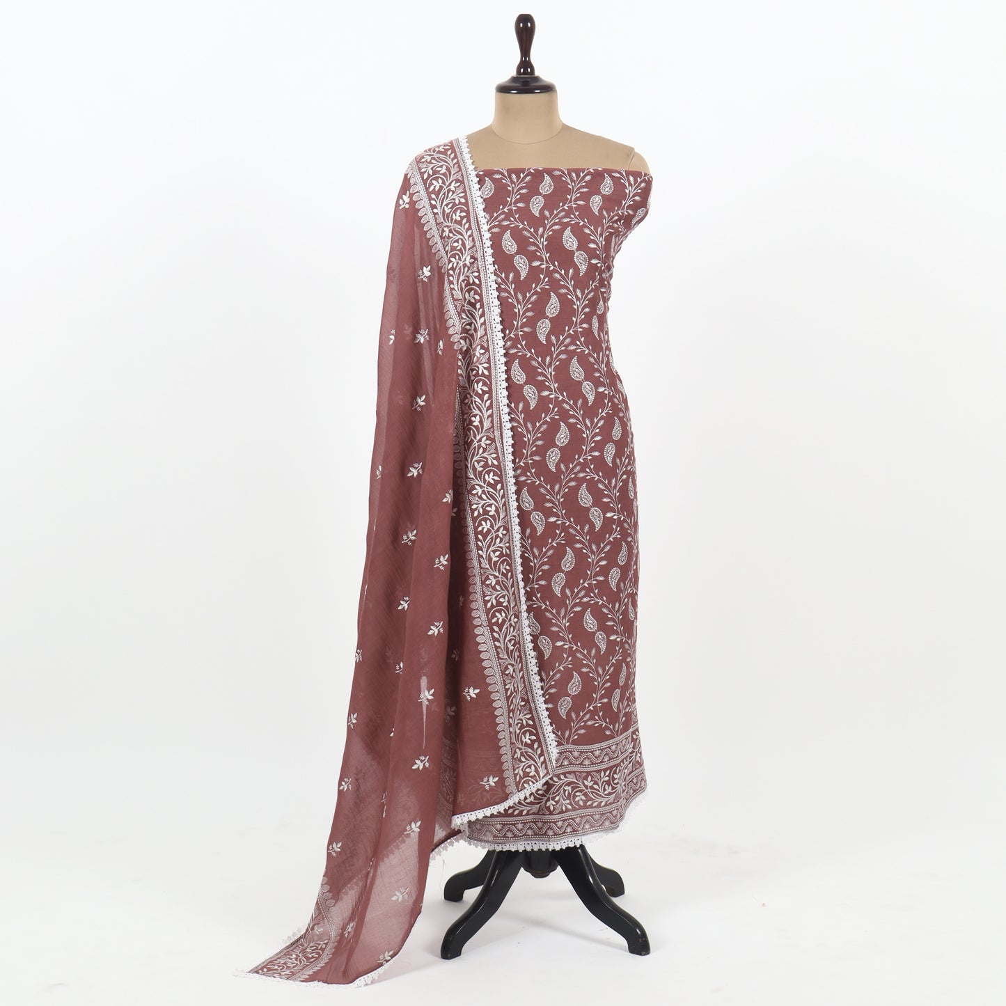 Unstitched Chanderi Suit Set