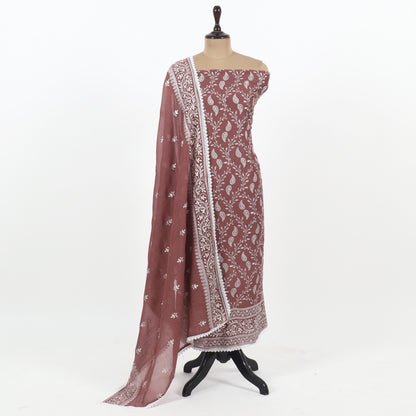 Unstitched Chanderi Suit Set
