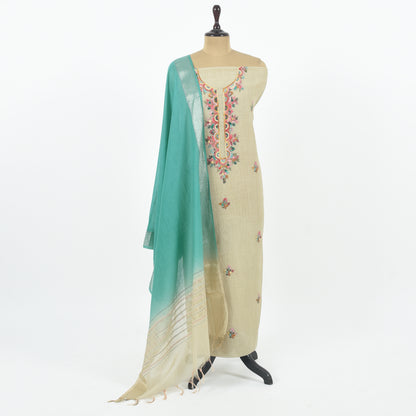 Unstitched Chanderi Suit Set