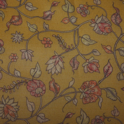 Yellow Color Tissue Digital Print Fabric