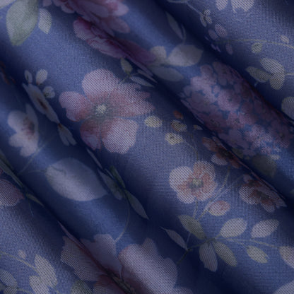 Blue Color Tissue Digital Print Fabric