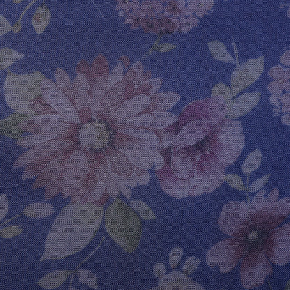 Blue Color Tissue Digital Print Fabric