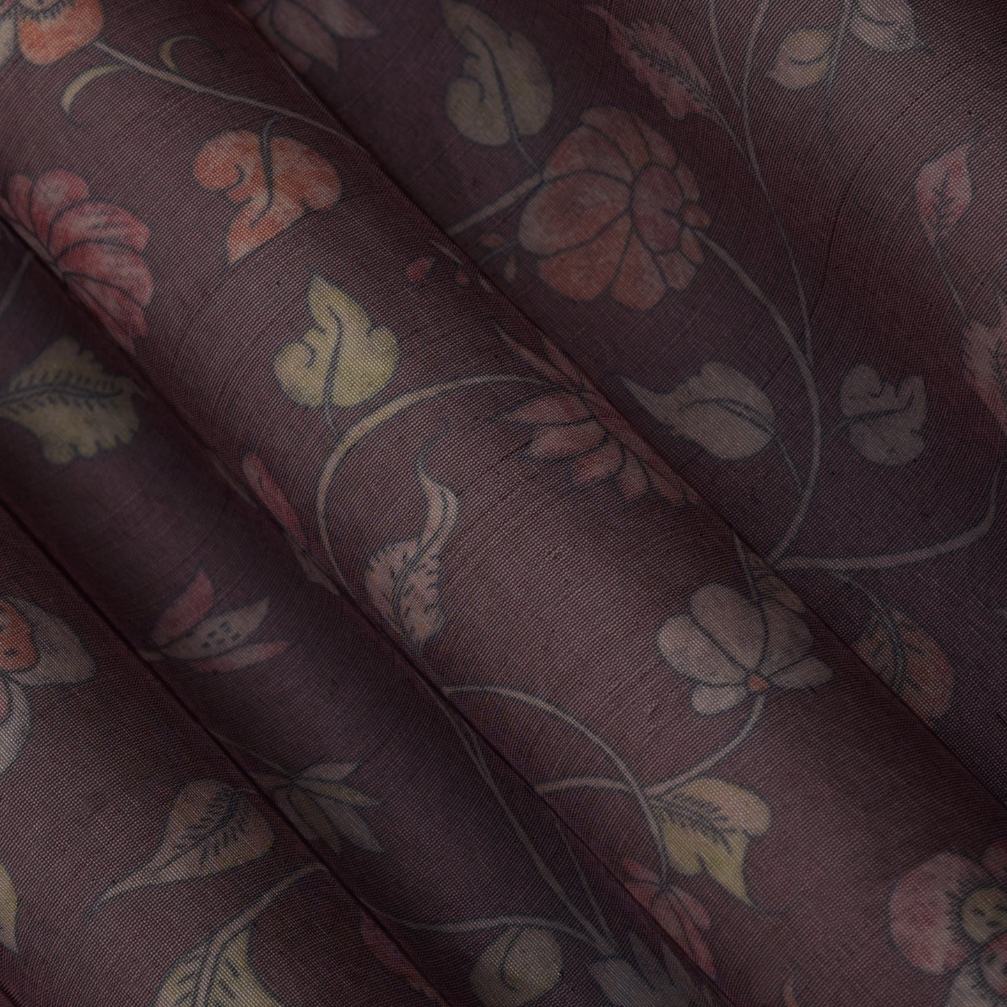 Brown Color Tissue Digital Print Fabric