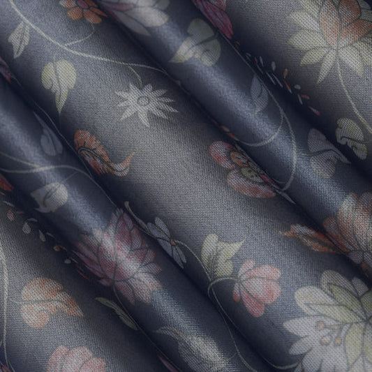 Blue Color Tissue Digital Print Fabric (Cut Pieces 3Mtr)