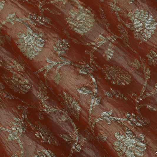 Crush Tissue Zari Embroidery Fabric