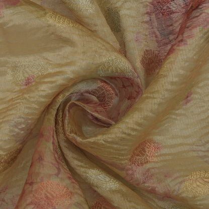 Gold Color Crush Tissue Print Fabric