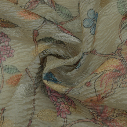 Cream Color Crush Tissue Print Fabric