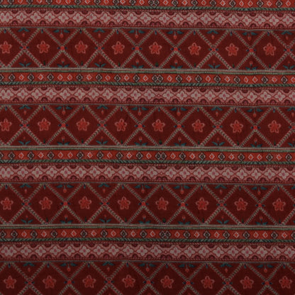 Brown Color Slub Silk Print Fabric