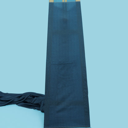 Teal Blue Color Slub Silk Print Fabric