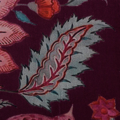 Purple Color Slub Silk Print Fabric