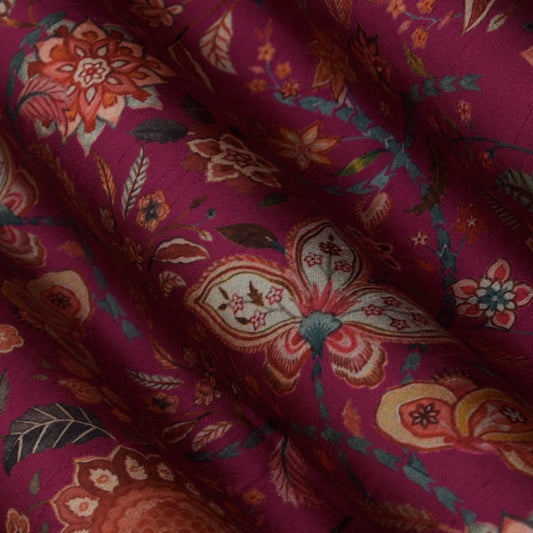 Rani Color Slub Silk Print Fabric