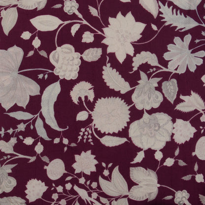 Purple Color Slub Silk Print Fabric