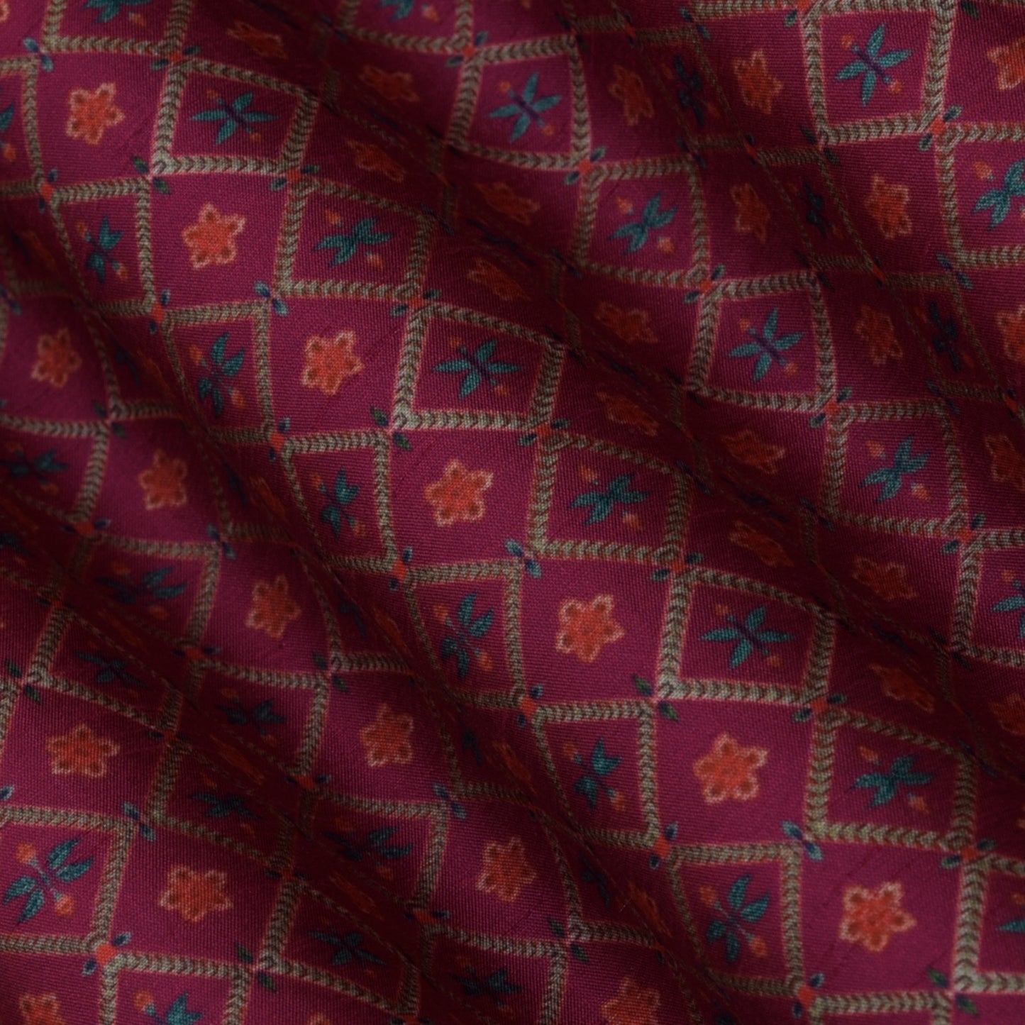 Rani Color Slub Silk Print Fabric