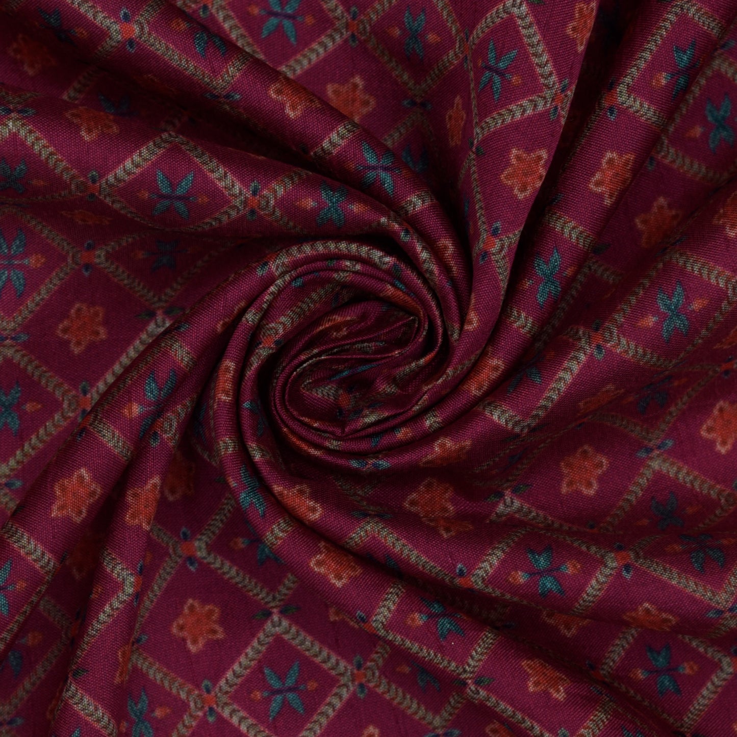 Rani Color Slub Silk Print Fabric