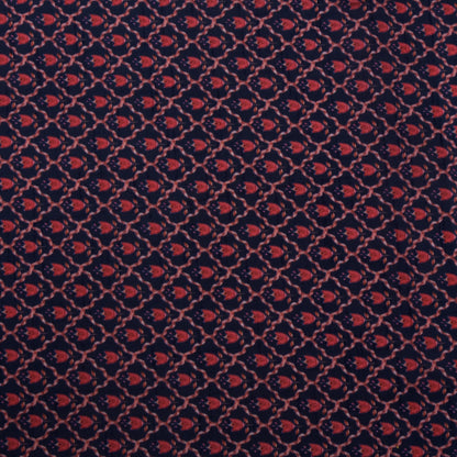 Navy Blue Color Slub Silk Print Fabric