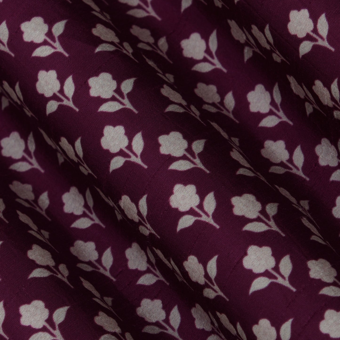 Purple Color Slub Silk Print Fabric