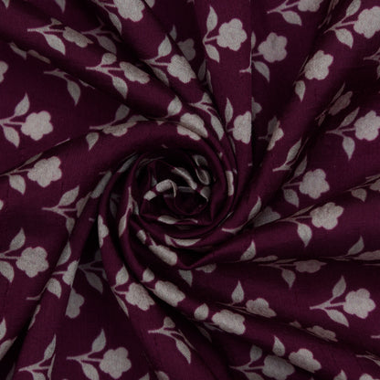 Purple Color Slub Silk Print Fabric