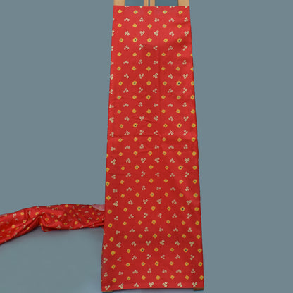 Magenta Color Slub Tussar Print Fabric