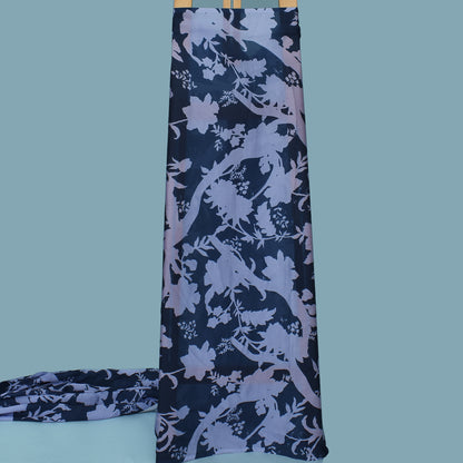 Purple Color Satin Digital Print Fabric