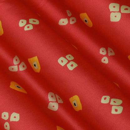 Magenta Color Slub Tussar Print Fabric