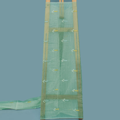 Sea Green Color Chanderi Booti Fabric