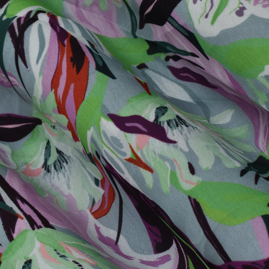 Multi Color Satin Georgette Print Fabric